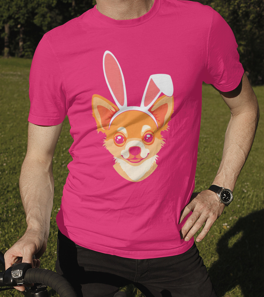 Easter Joy Chihuahua With Bunny Ears Cartoon T-Shirt