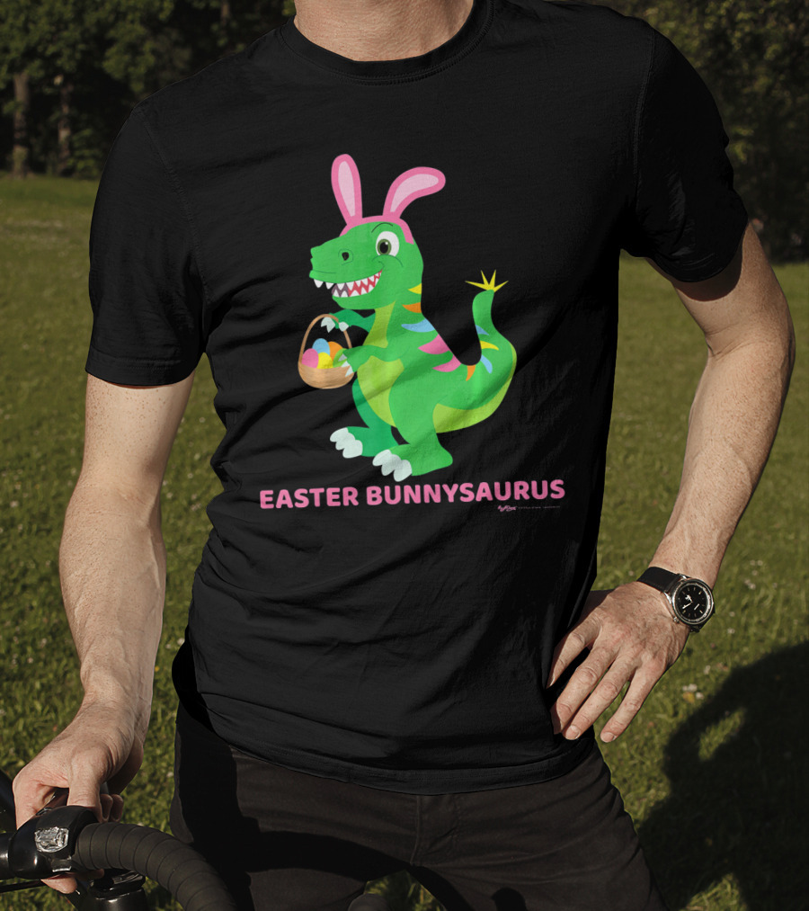 Easter Bunnysaurus Dinosaur With Bunny Ears And Egg Basket T-Shirt