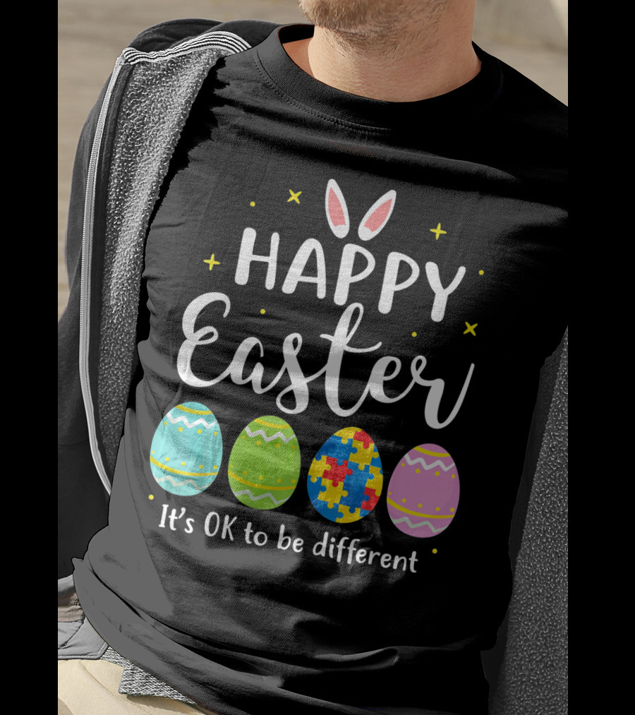 Happy Easter Bunny Puzzle Egg It's OK To Be Different T-Shirt