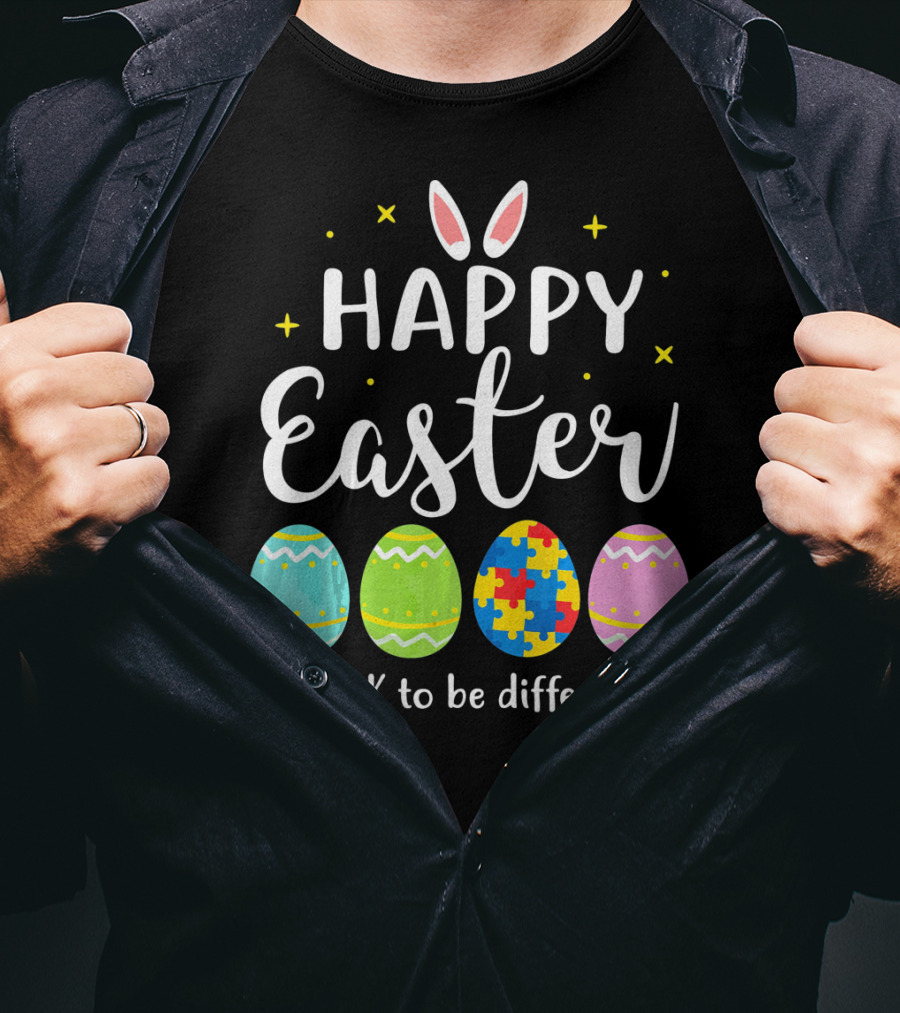 Happy Easter Bunny Puzzle Egg It's OK To Be Different T-Shirt