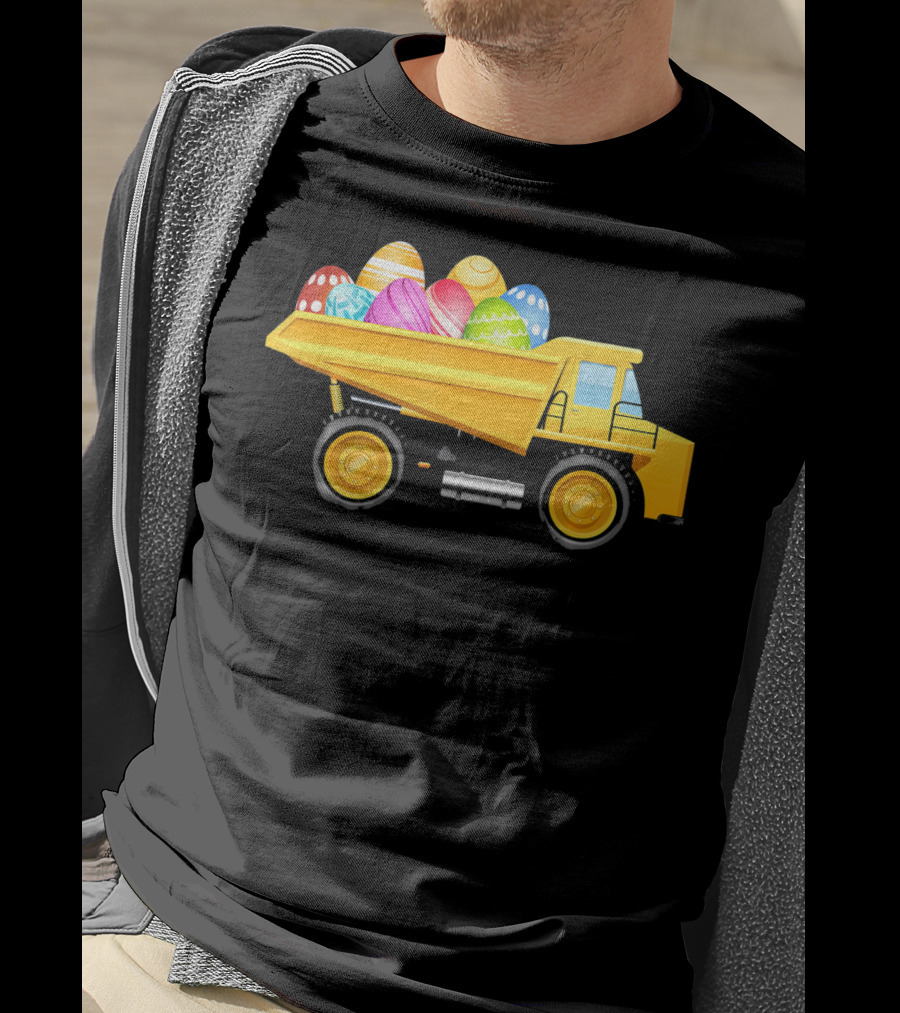 Dump Truck Carrying Colorful Easter Eggs T-Shirt