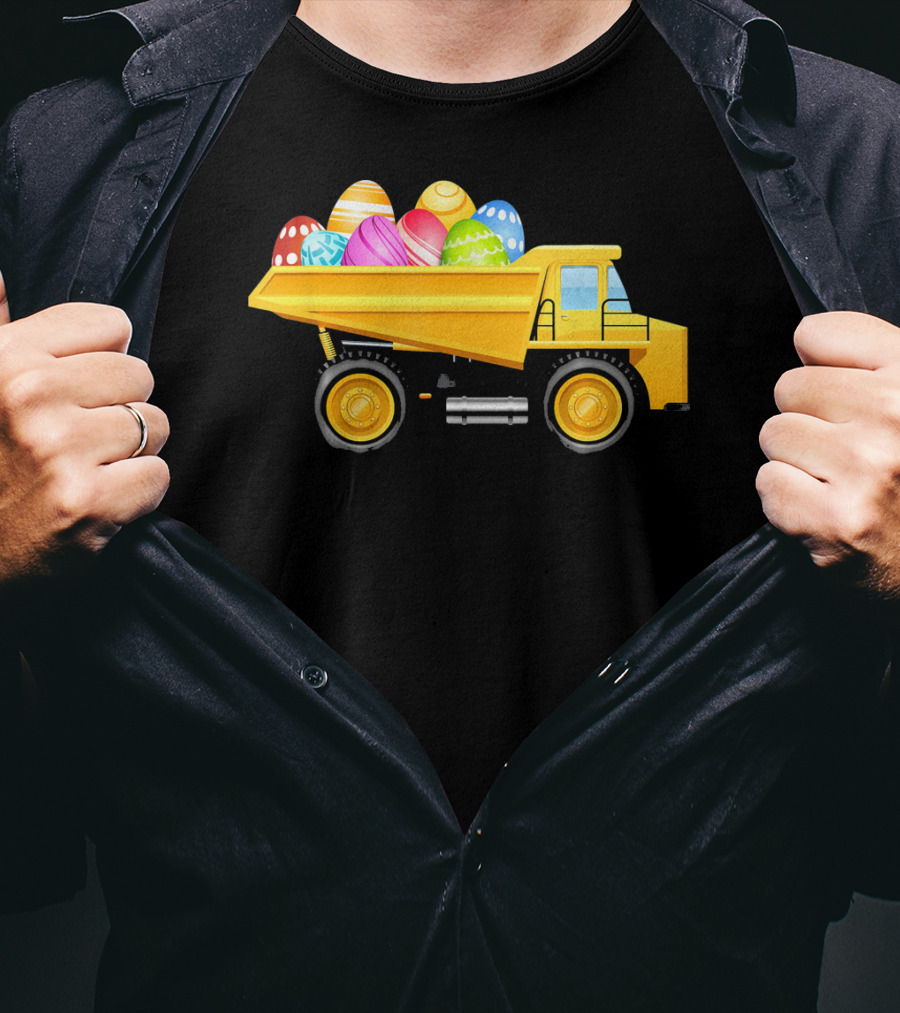 Dump Truck Carrying Colorful Easter Eggs T-Shirt