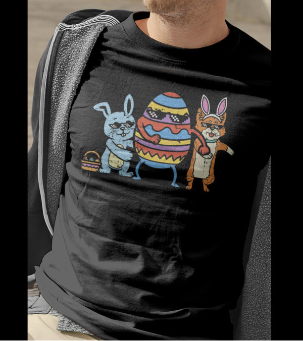 Flossing Easter Crew Bunnies Dancing With Egg T-Shirt