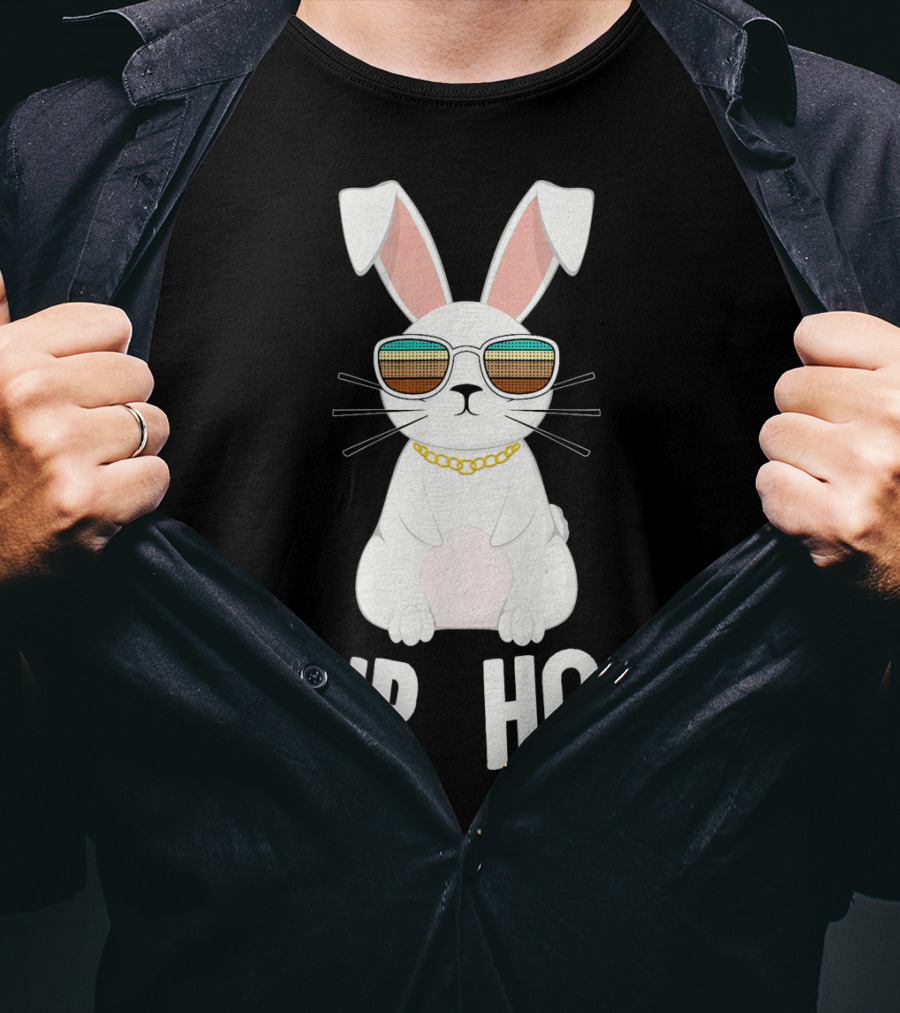 Hip Hop Bunny With Sunglasses And Gold Chain T-Shirt