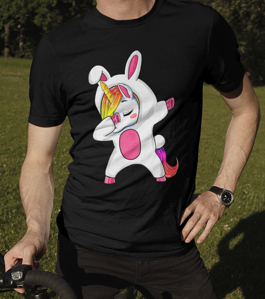 Girls Dabbing Easter Unicorn Rabbit T-Shirt
