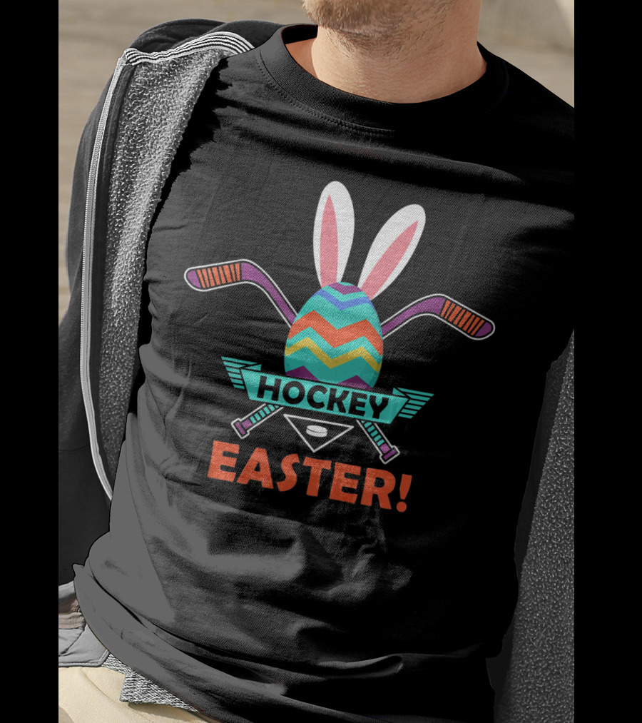 Hockey Easter Egg Bunny Boys Girl Easter T-Shirt