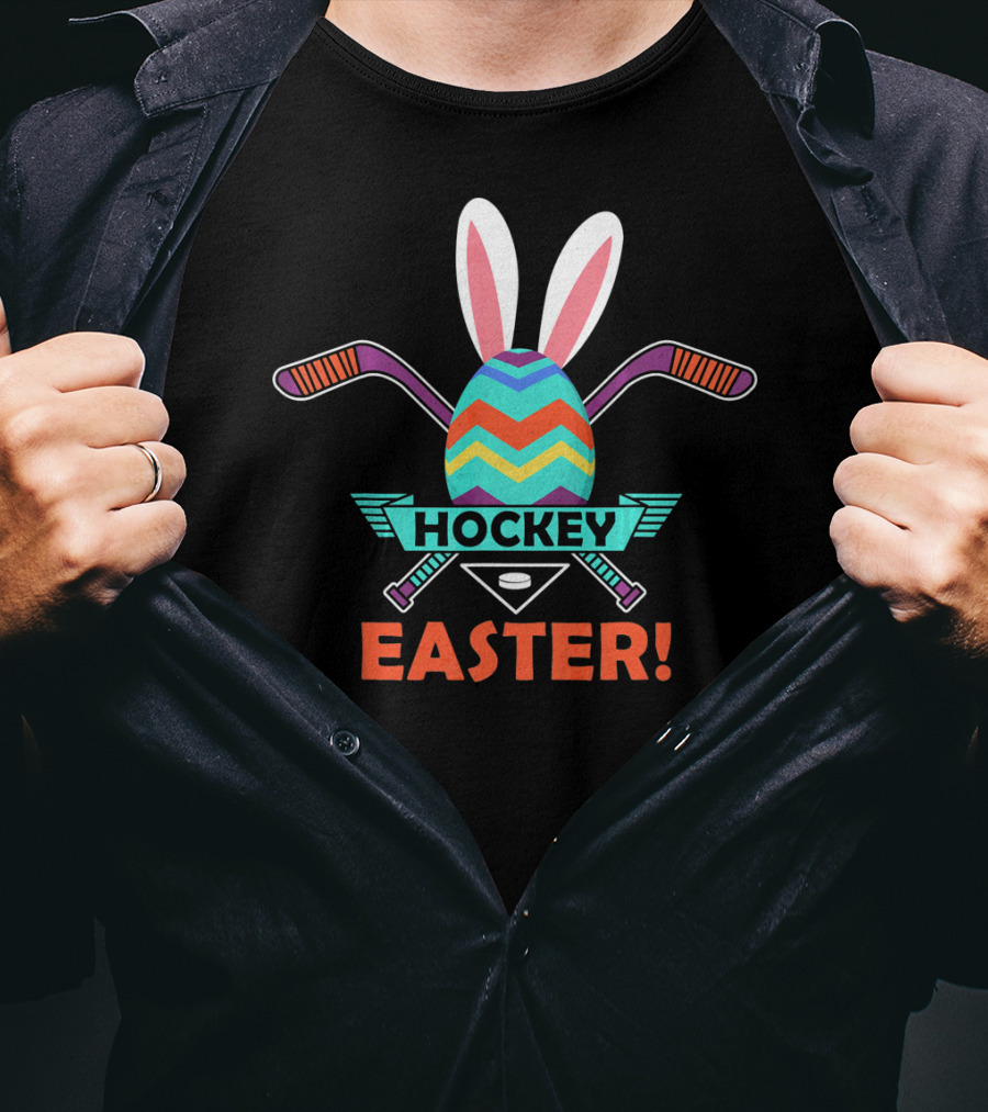Hockey Easter Egg Bunny Boys Girl Easter T-Shirt