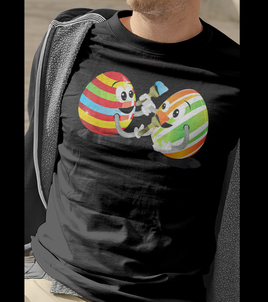 Egg Painting Funny Easter Coloring Activity With Striped Cartoon Eggs T-Shirt
