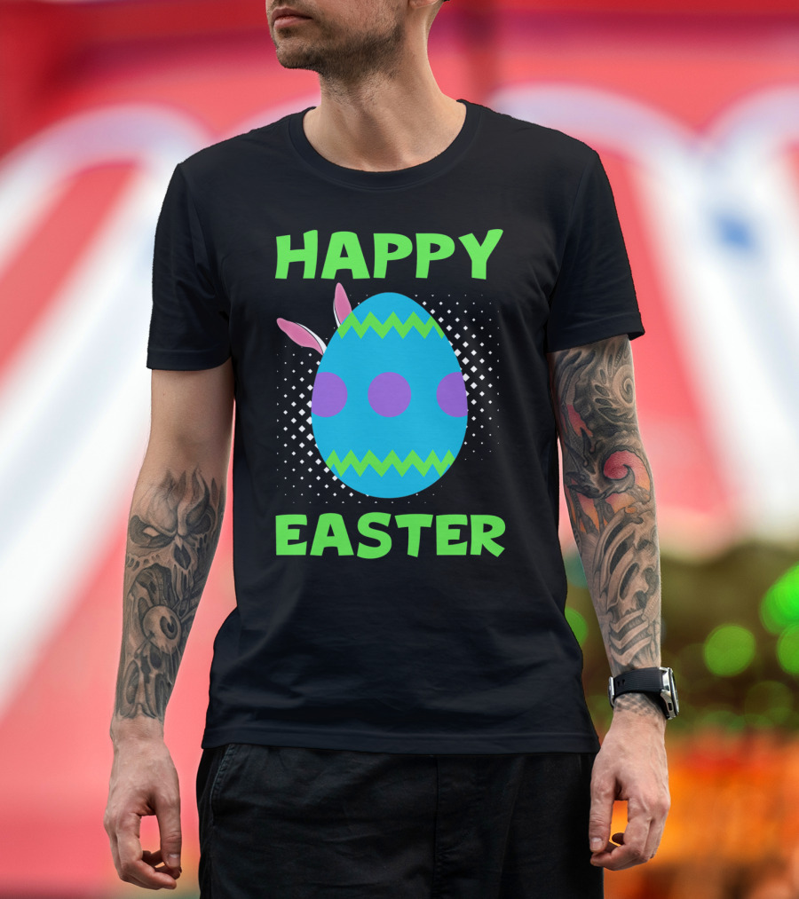 Happy Easter Colorful Egg Bunny Ears T-Shirt