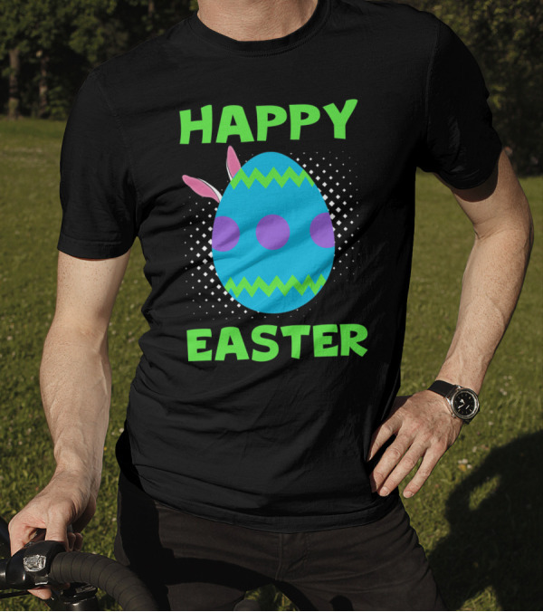 Happy Easter Colorful Egg Bunny Ears T-Shirt
