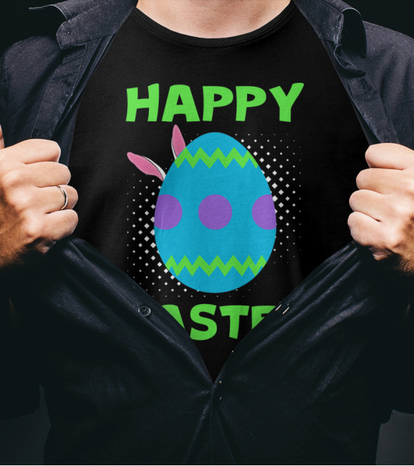 Happy Easter Colorful Egg Bunny Ears T-Shirt