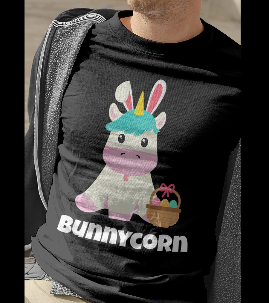 Bunnycorn Easter Unicorn With Bunny Ears And Basket T-Shirt
