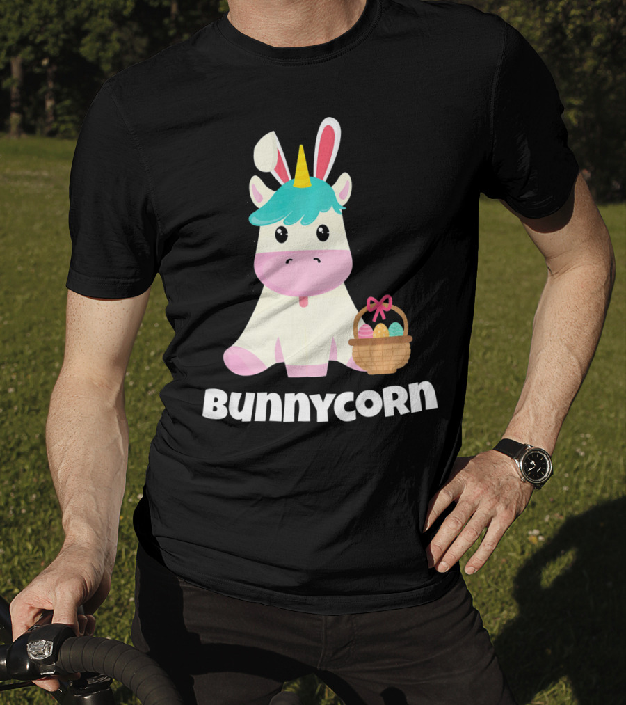 Bunnycorn Easter Unicorn With Bunny Ears And Basket T-Shirt