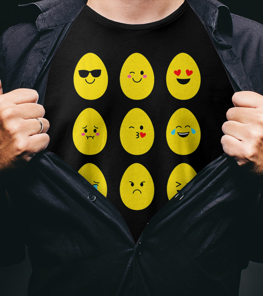 Funny Easter Emoticon Egg Faces With Expressions T-Shirt