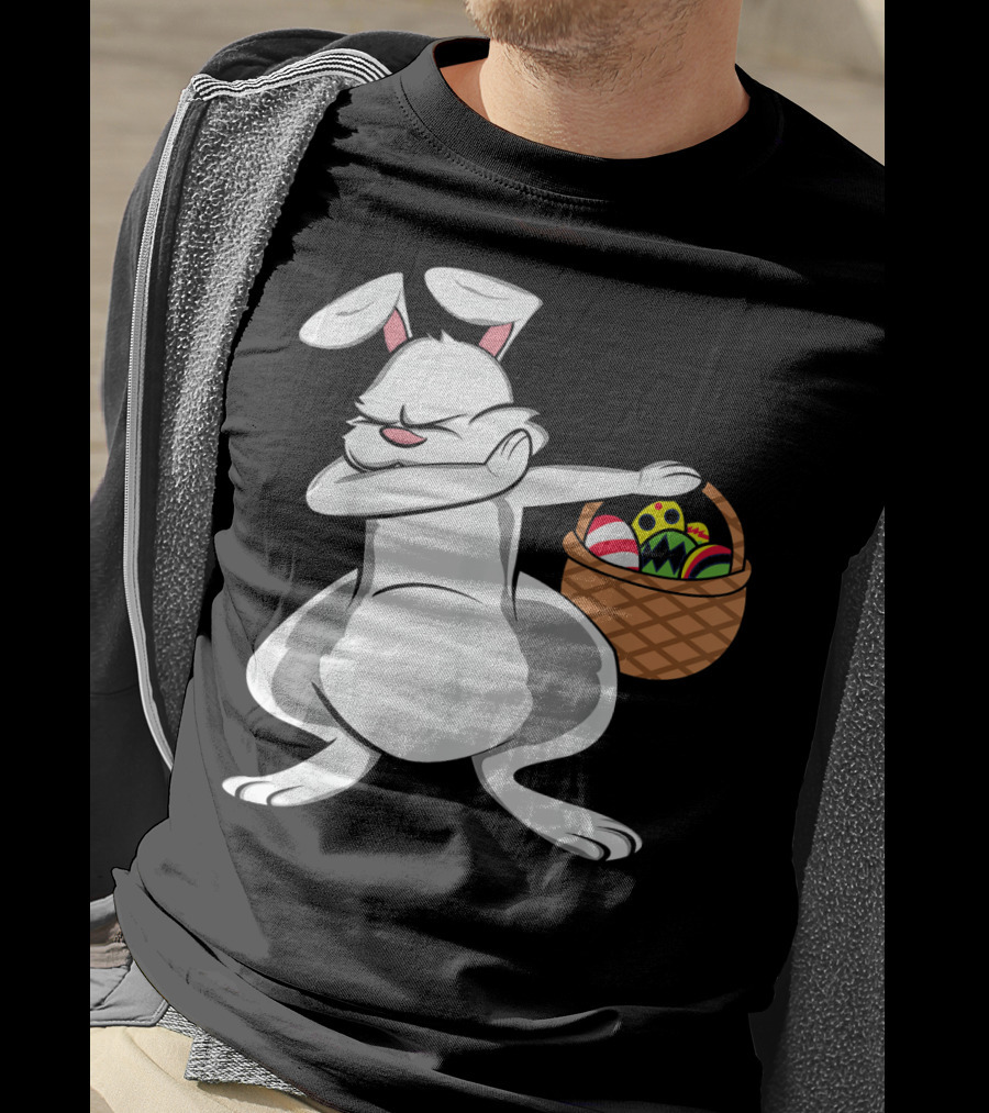 Easter Bunny Dab With Basket Of Colorful Eggs T-Shirt