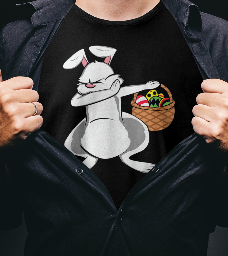 Easter Bunny Dab With Basket Of Colorful Eggs T-Shirt