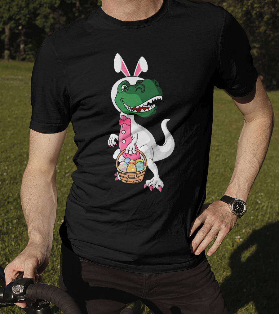 Funny Dinosaur Bunny Rex Easter Basket T-Shirt