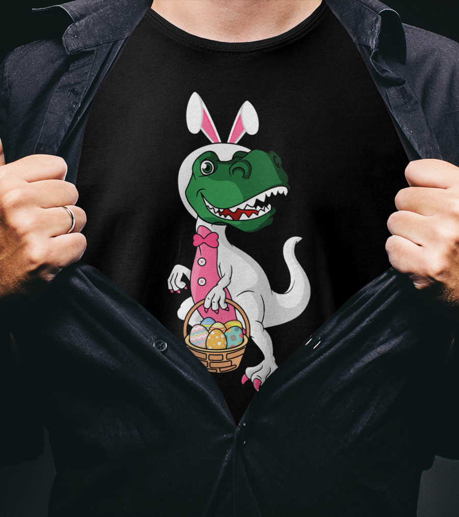 Funny Dinosaur Bunny Rex Easter Basket T-Shirt