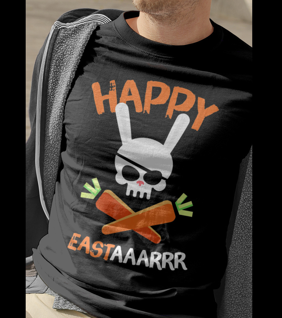HAPPY EASTAAARRR Bunny Skull Pirate Carrots T-Shirt