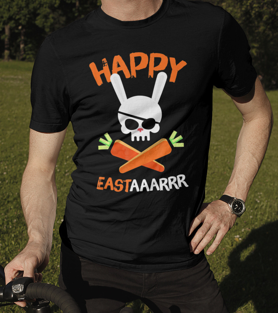 HAPPY EASTAAARRR Bunny Skull Pirate Carrots T-Shirt