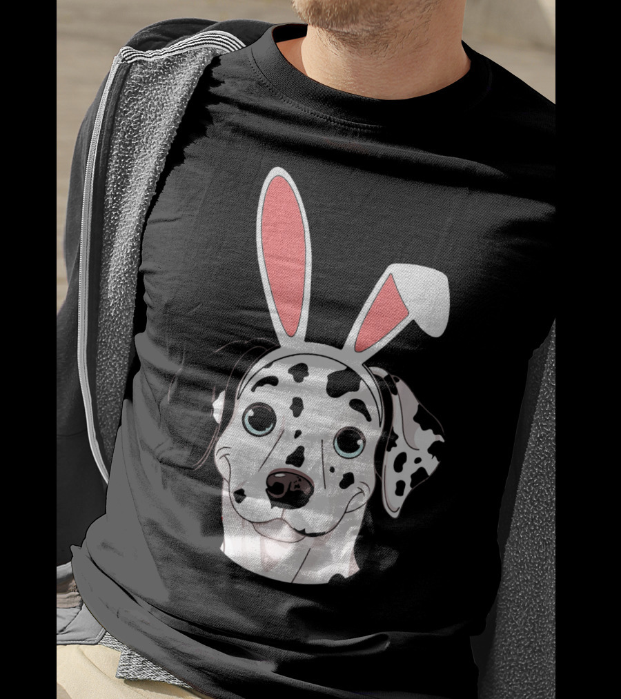 Dalmatian With Bunny Ears For Happy Easter T-Shirt