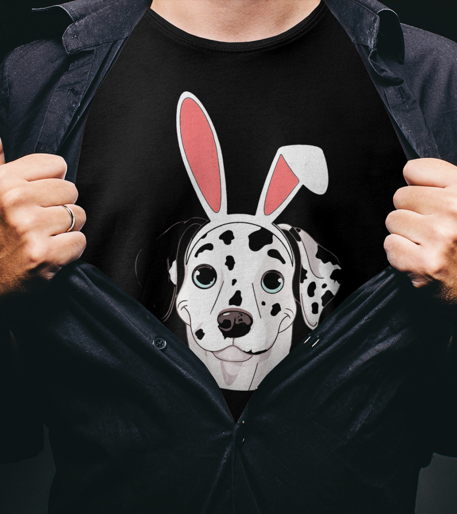 Dalmatian With Bunny Ears For Happy Easter T-Shirt
