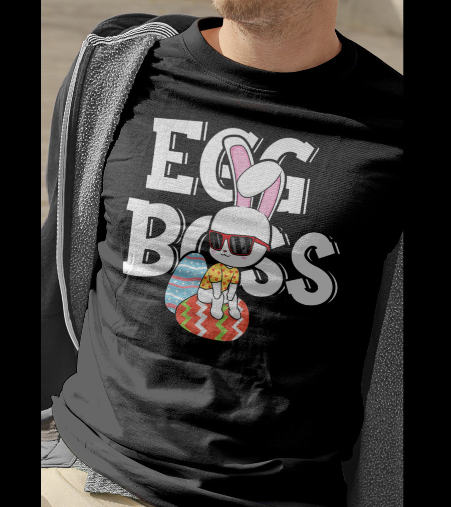 EGG BOSS Funny Easter Egg Bunny With Sunglasses T-Shirt