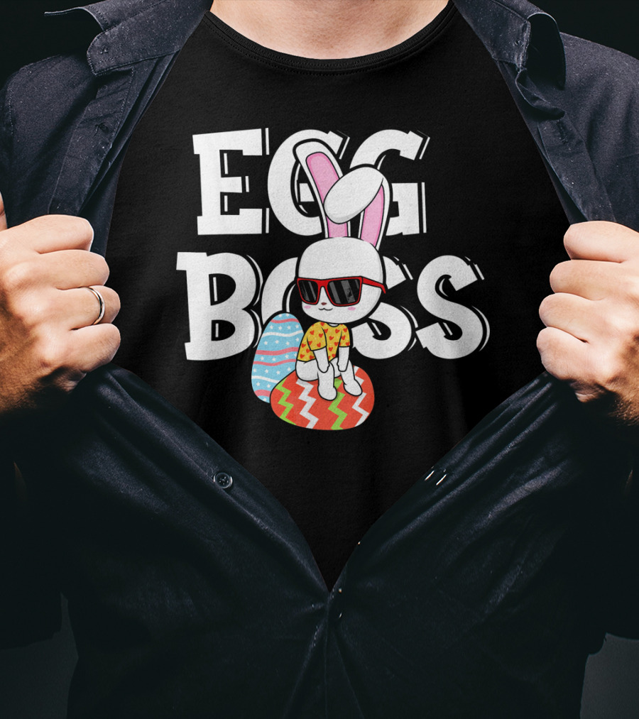 EGG BOSS Funny Easter Egg Bunny With Sunglasses T-Shirt
