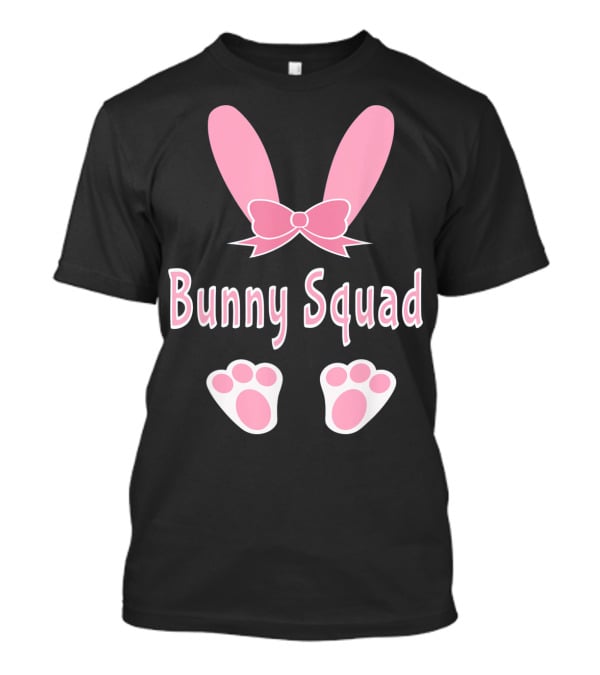 Bunny Squad Cute Bunny Rabbit Ear Bow Paw Prints T-Shirt