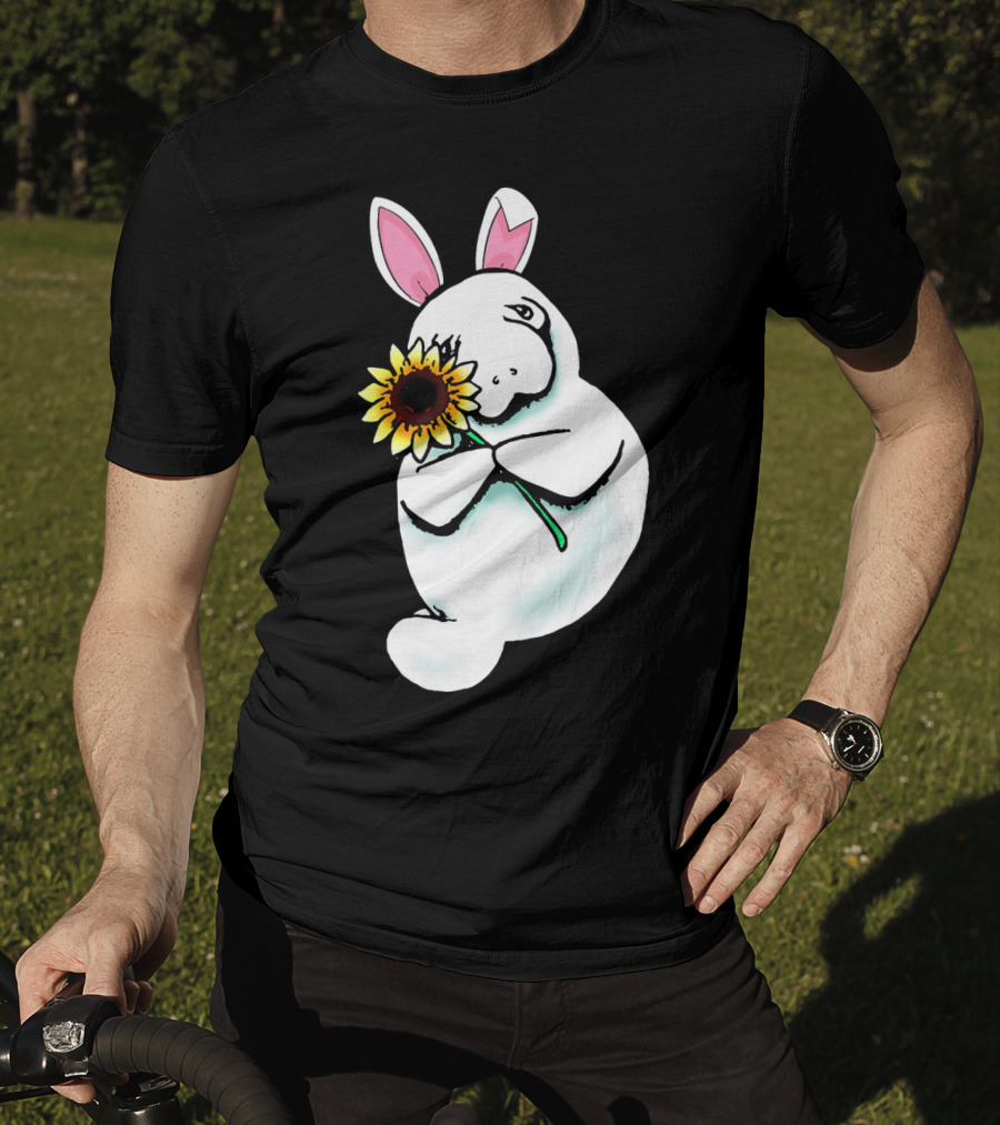 Sunflower Hugging Manatee Bunny T-Shirt