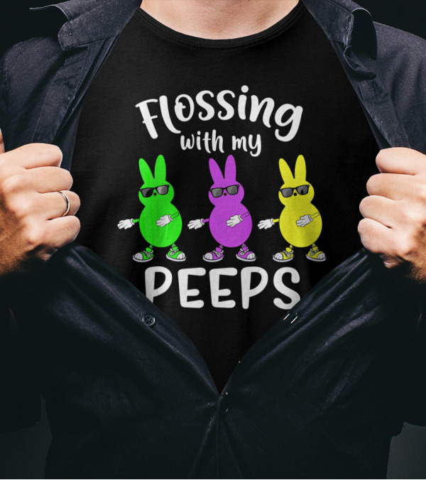 Flossing With My Peeps Bunny Dancing Fun T-Shirt
