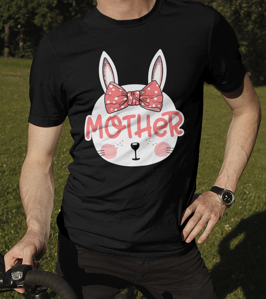 Easter Bunny Mother Pink Bow Ears Cute Face T-Shirt