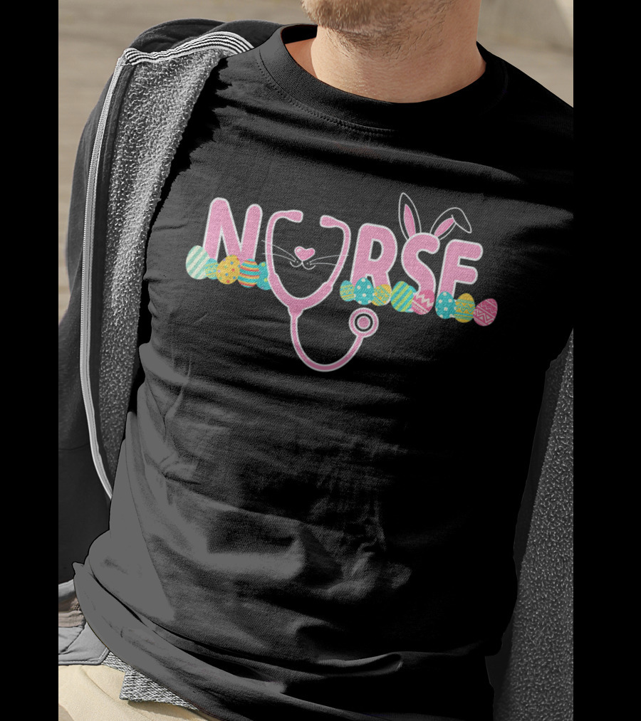 Nurse Stethoscope Easter Egg Bunny Ears T-Shirt
