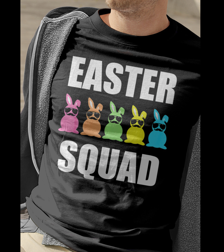 Easter Squad Family Funny Mustache Bunny Egg Hunting T-Shirt