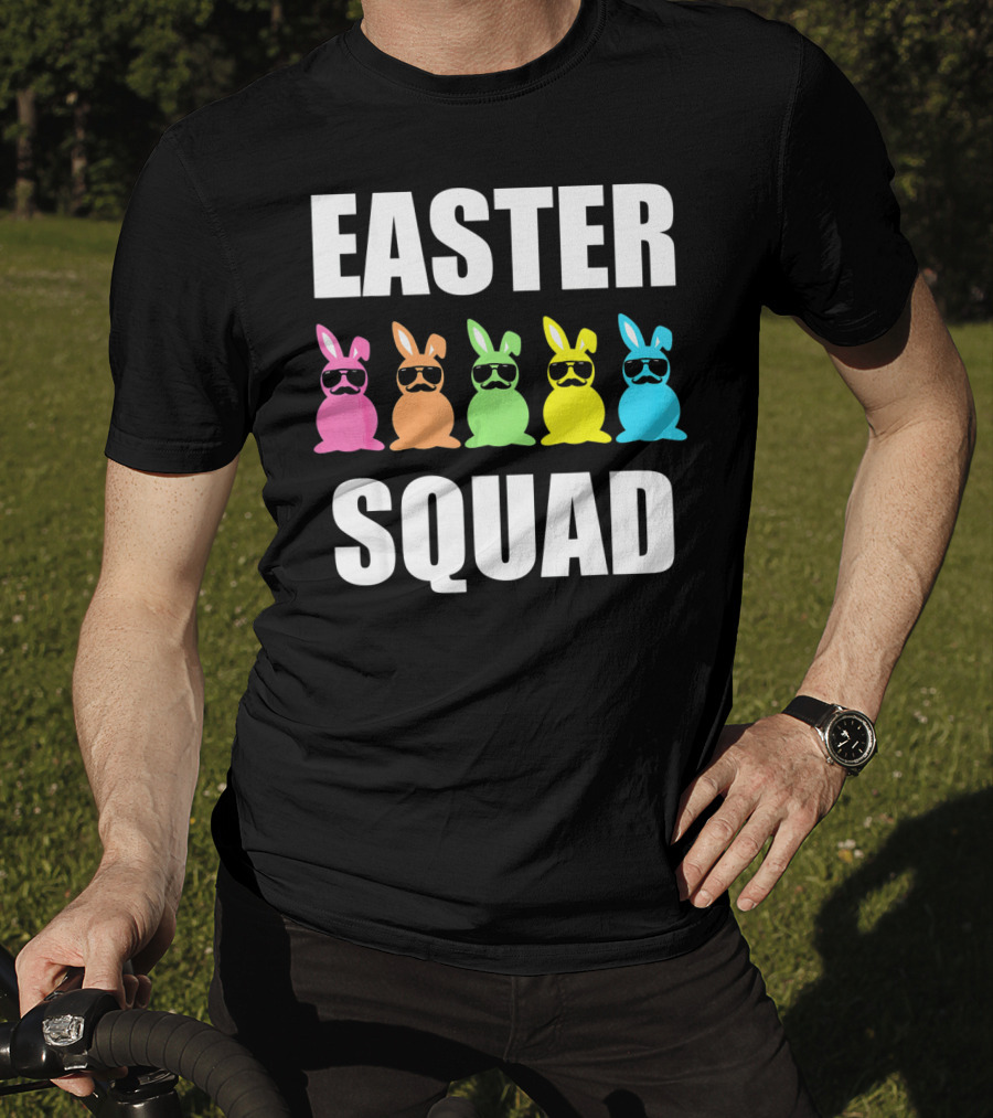 Easter Squad Family Funny Mustache Bunny Egg Hunting T-Shirt