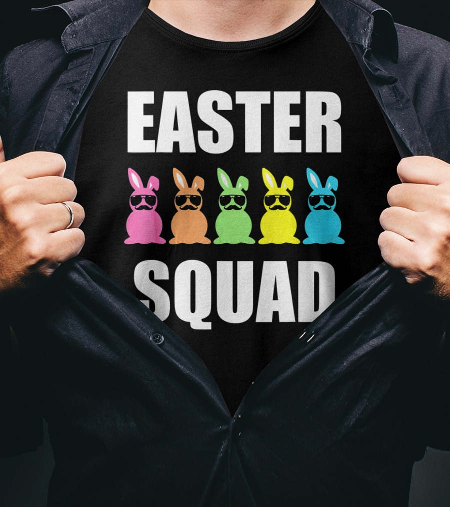 Easter Squad Family Funny Mustache Bunny Egg Hunting T-Shirt