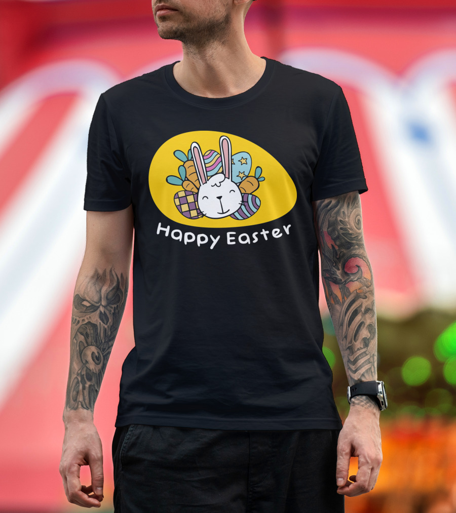 Happy Easter Bunny with Colorful Eggs T-Shirt