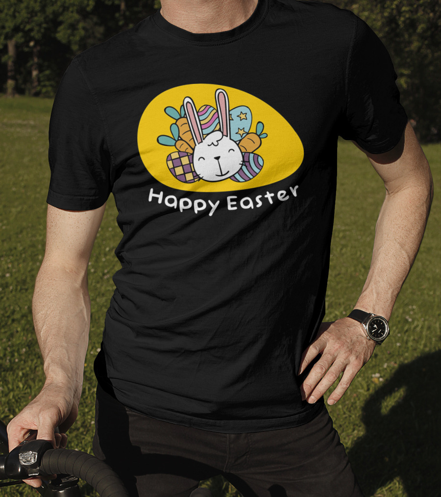 Happy Easter Bunny With Colorful Eggs T-Shirt