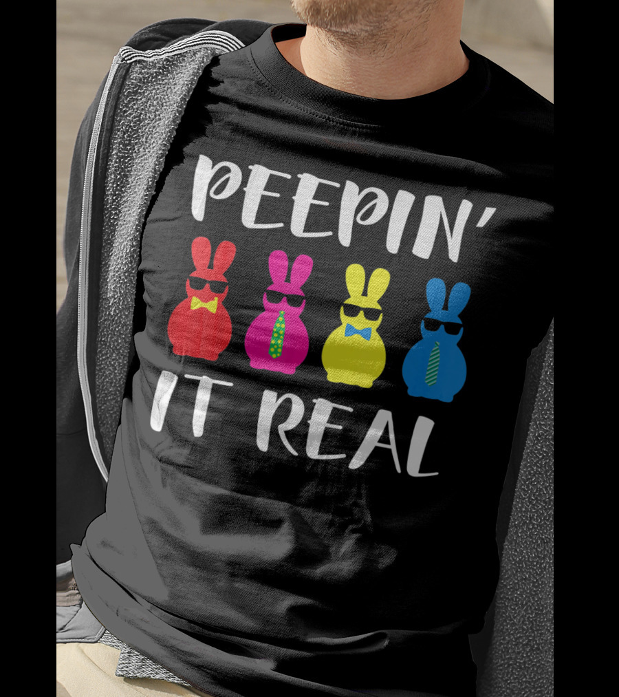 Peepin It Real Easter Bunni Sunglasses Bowties And Ties T-Shirt