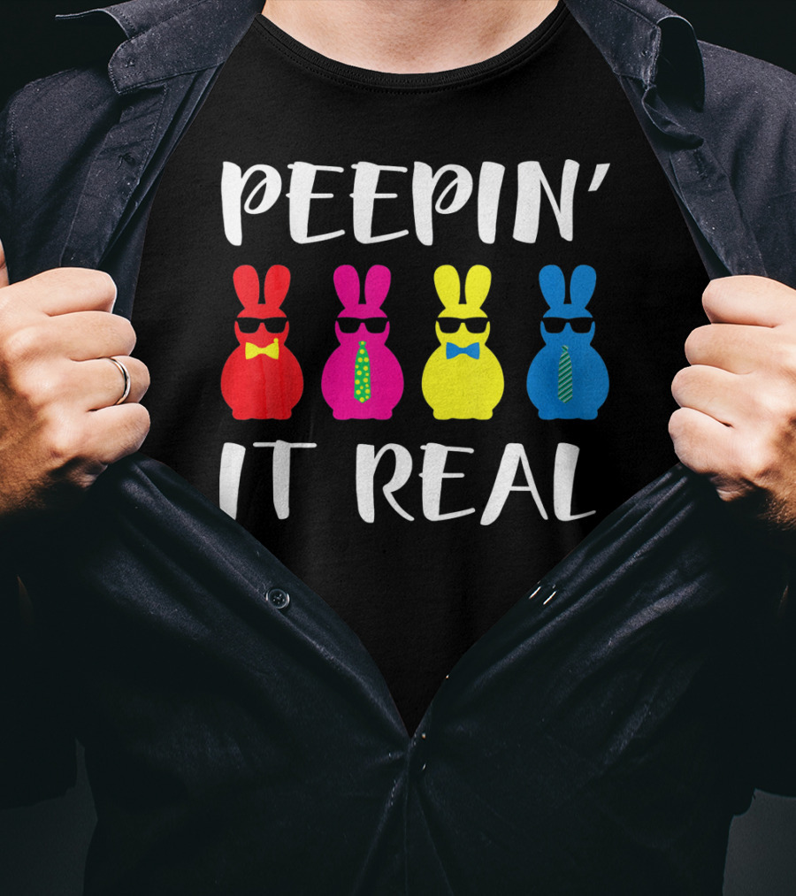 Peepin It Real Easter Bunni Sunglasses Bowties And Ties T-Shirt