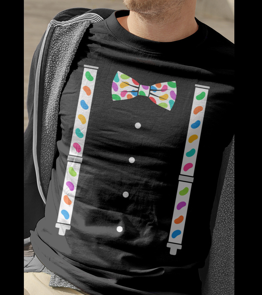 Easter Jelly Beans Bow Tie And Suspenders T-Shirt