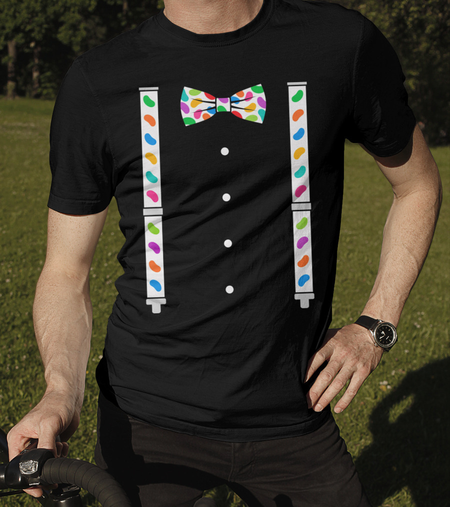 Easter Jelly Beans Bow Tie And Suspenders T-Shirt