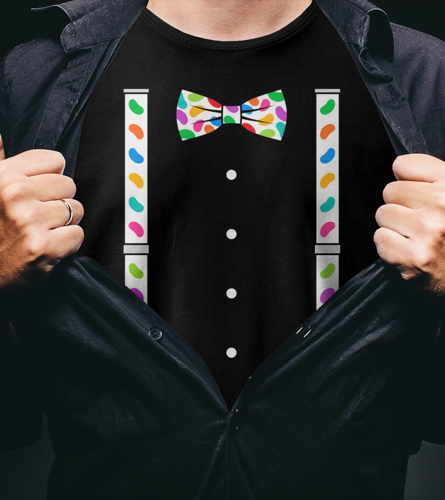 Easter Jelly Beans Bow Tie And Suspenders T-Shirt