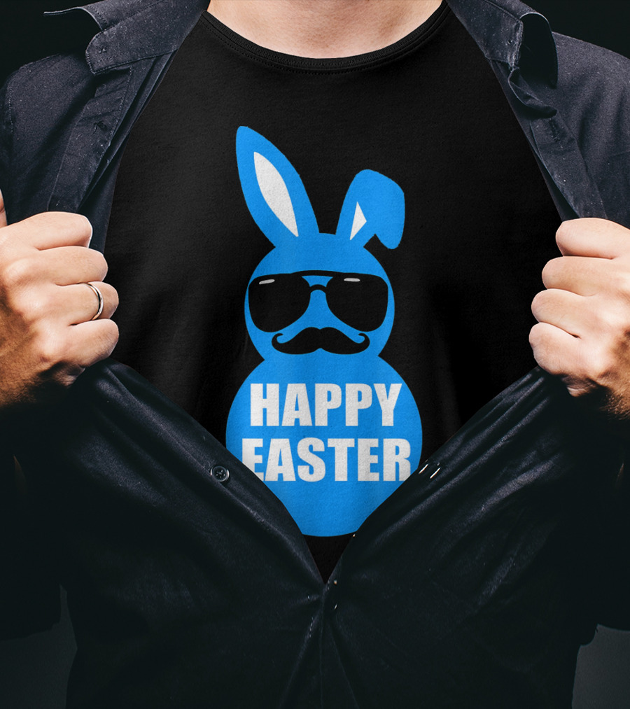 Happy Easter Bunny With Sunglasses And Mustache T-Shirt
