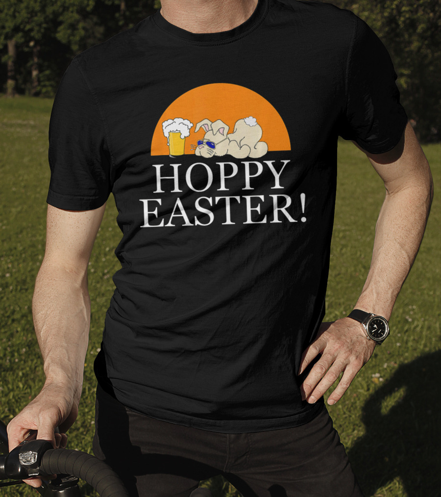Bunny Lovers Hoppy Easter With Beer And Relaxing Rabbit T-Shirt