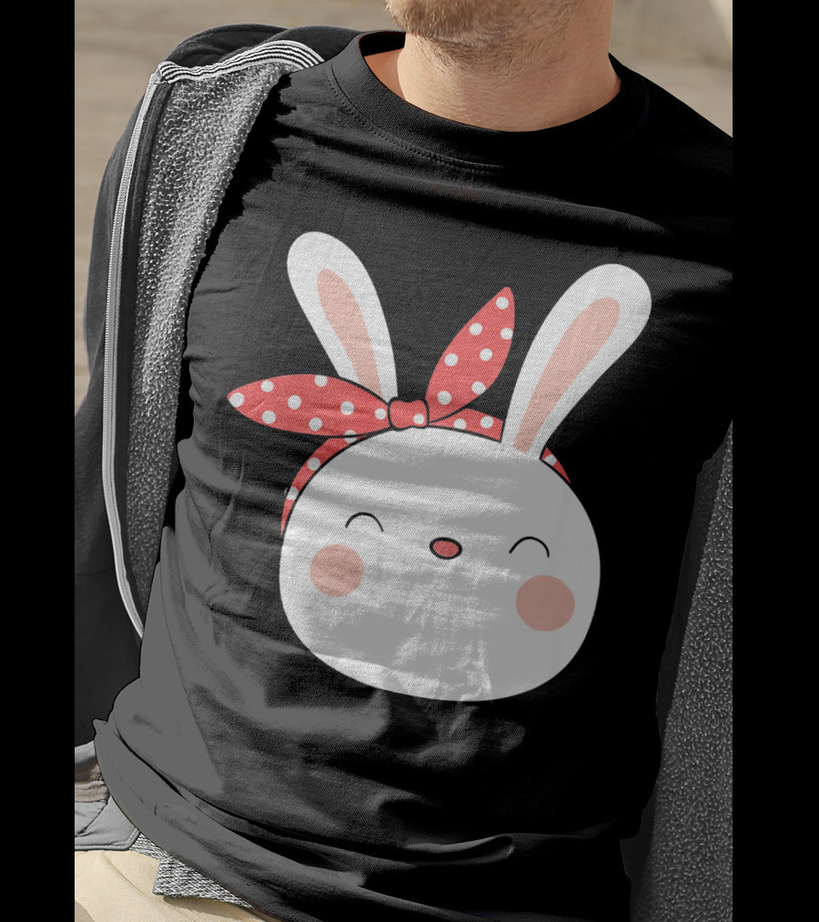 Easter Bunny With Polka Dot Headband T-Shirt