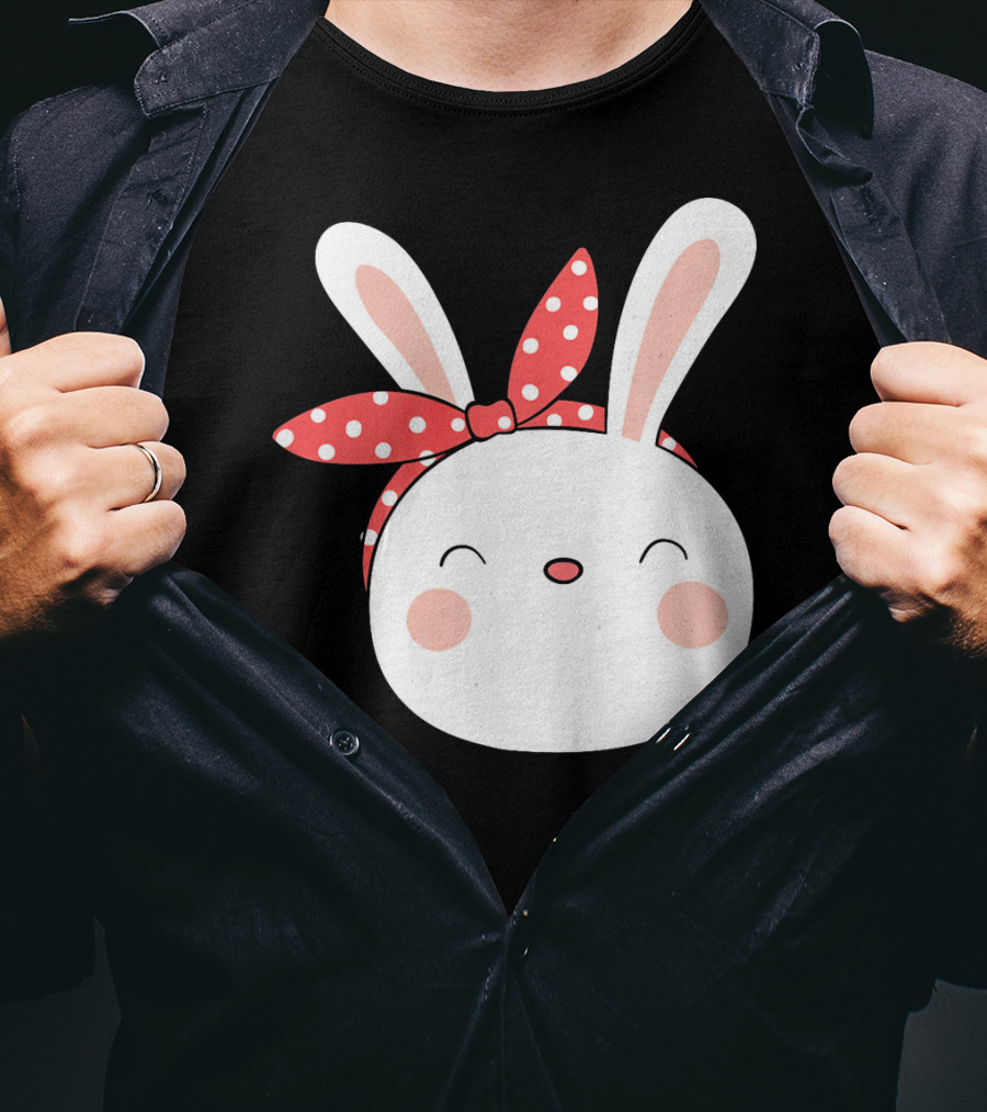 Easter Bunny With Polka Dot Headband T-Shirt