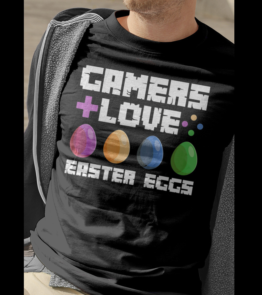 Gamers Love Plus Easter Eggs With Colorful Eggs And Game Symbols T-Shirt