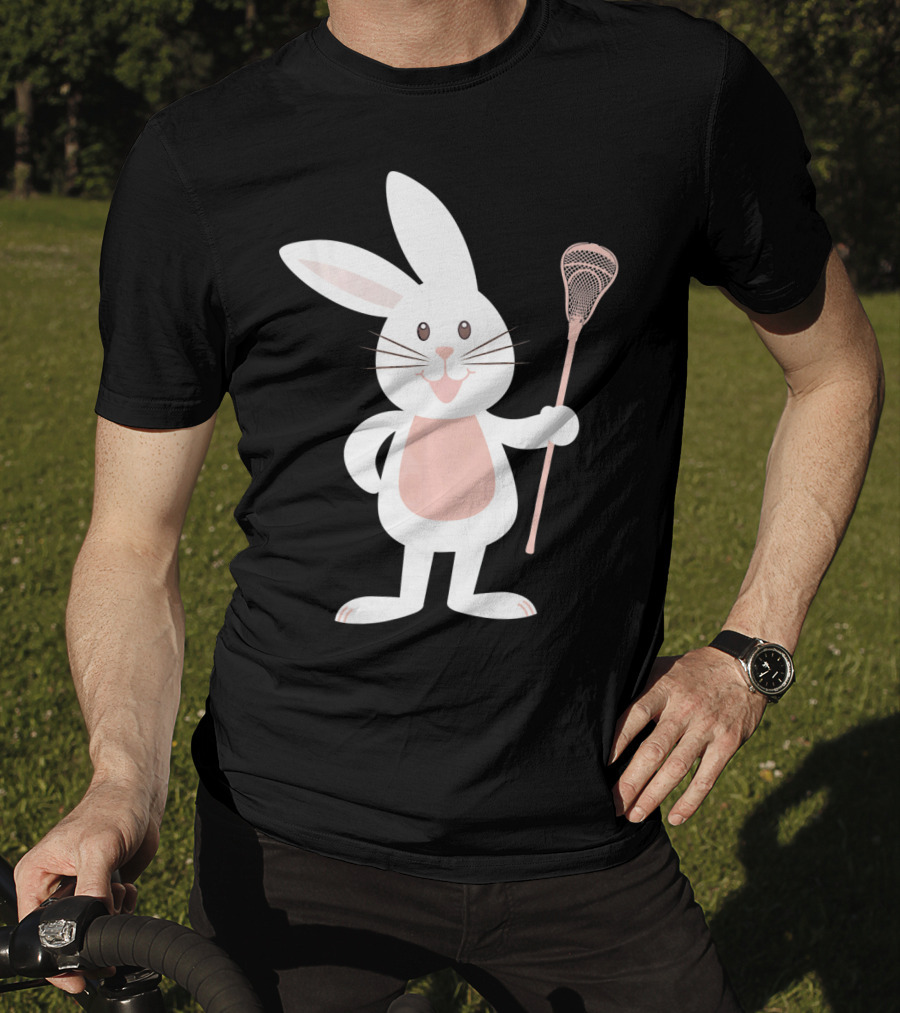 Cute Lacrosse Easter Bunny Holding Stick T-Shirt