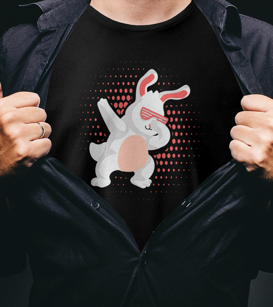 Funny Dabbing Hip Hop Bunny Easter With Shades T-Shirt